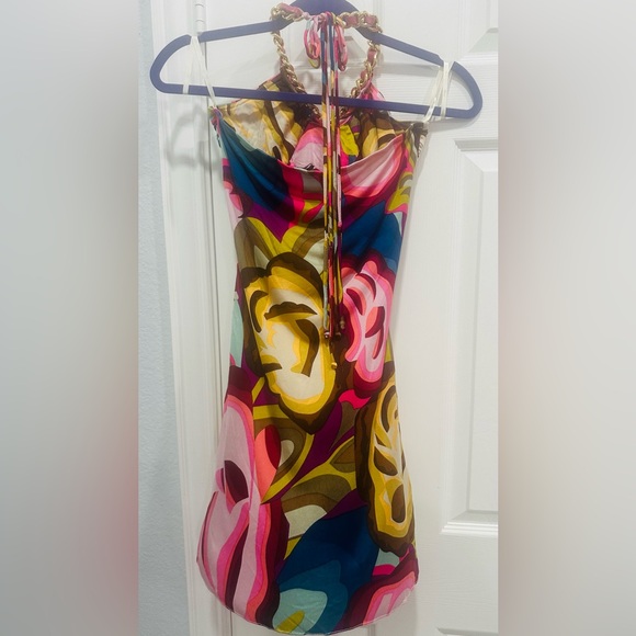 SKY: Silk Floral Mini Dress, Medium - Picture 2 of 5
